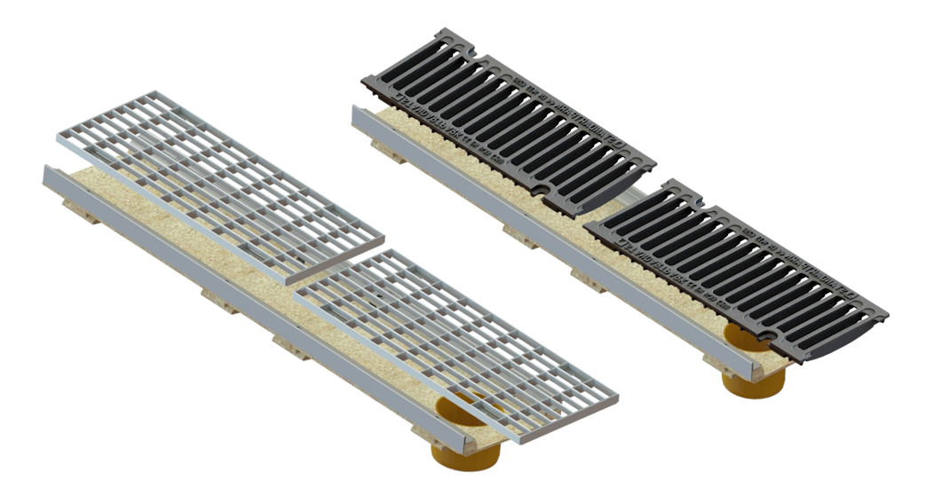 Лоток полимербетонный CompoMax Drive U DN150 h60 с выпуском